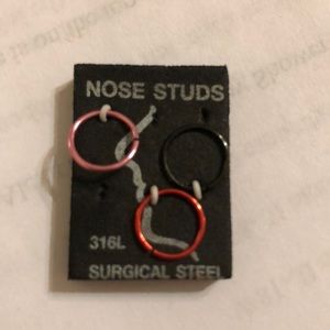 Set of 3 nose rings